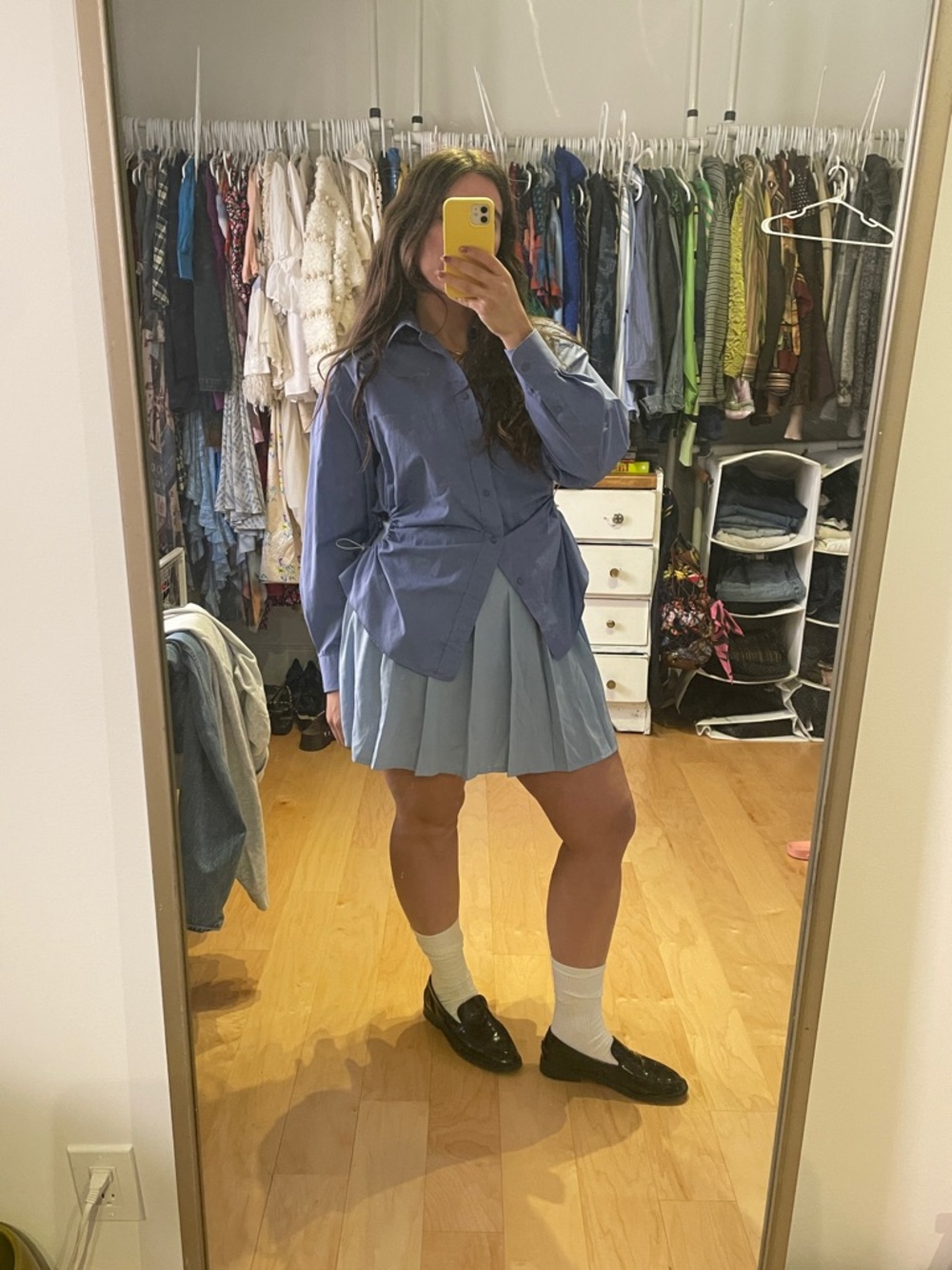 Light Blue Pleated Mini Skirt - Casual Women's Skirt